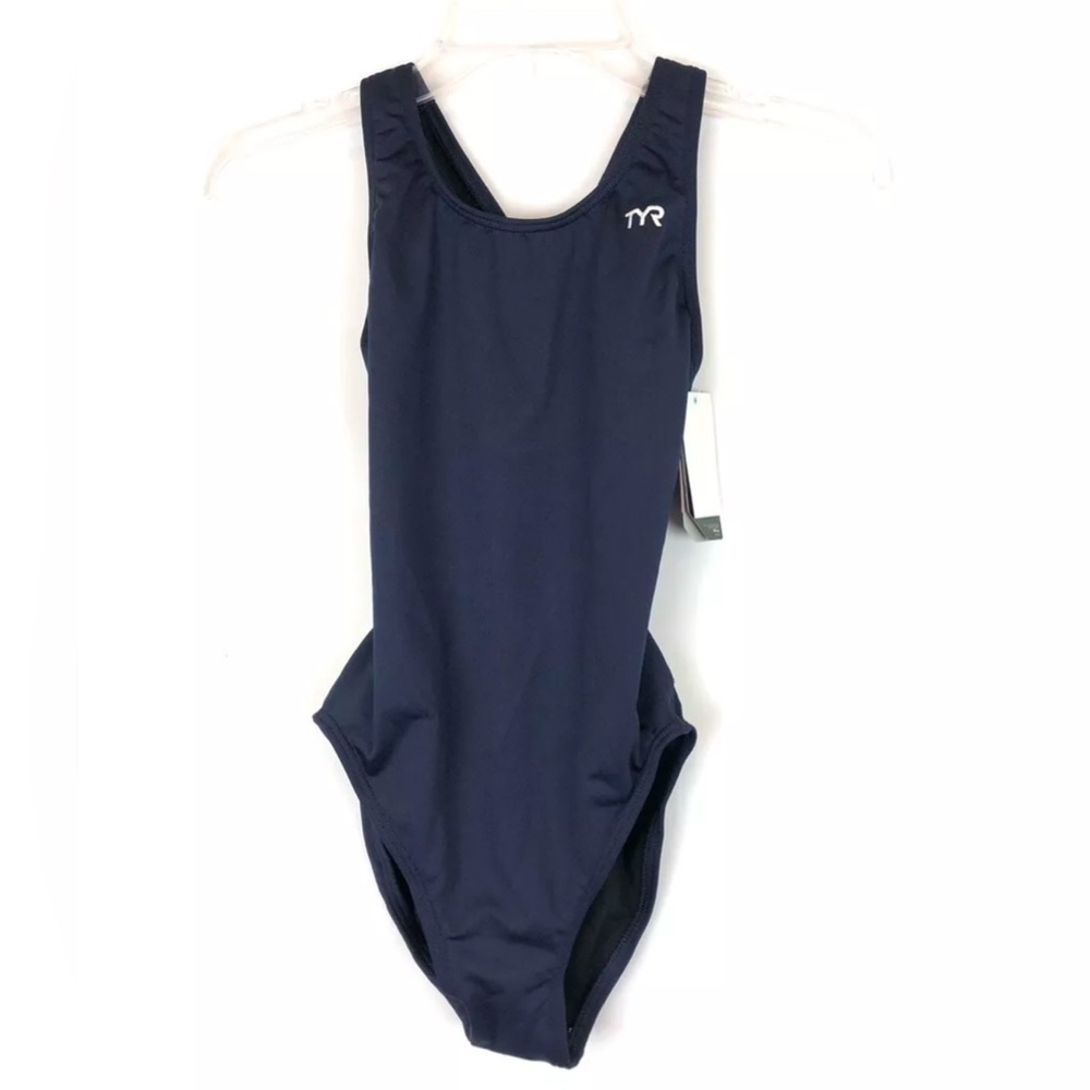 TYR Women’s Durafast Elite Maxfit Navy Blue One Piece Swimsuit Size 30